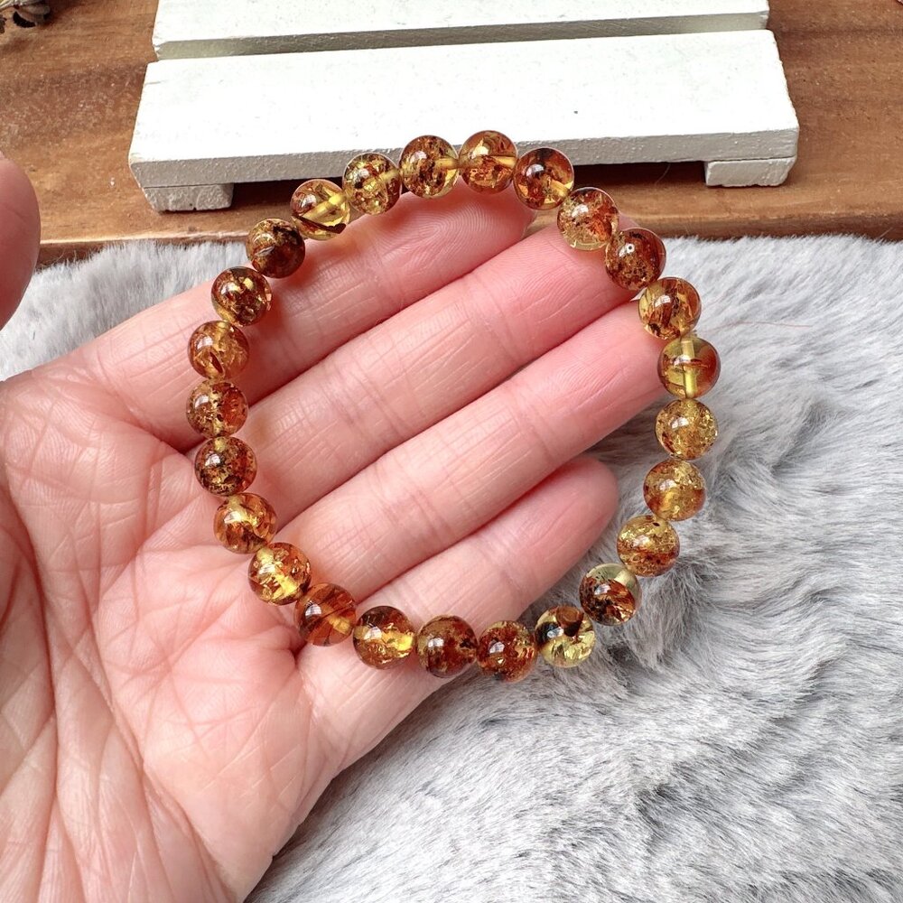 7.5mm Genuine Amber Stretch Bracelet
